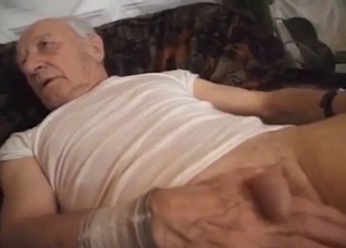 Tanned blonde fucks her family on a couch